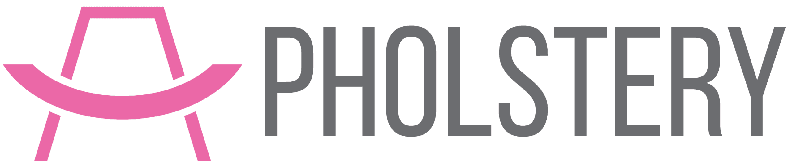 LOGO APHOLPERY (1).pdf A stylized pink chair icon to the left of the word "PHOLSTERY" in gray capital letters.